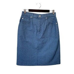 Y2K French Dressing Skirt Womens 10 Blue Gingham Pencil Secretary Made Canada